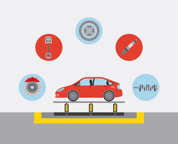 Industria automotriz producción de automóviles transportador piezas de repuesto — Archivo Imágenes Vectoriales