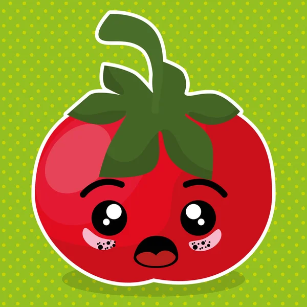 Tomate fraîche légume kawaii caractère — Image vectorielle