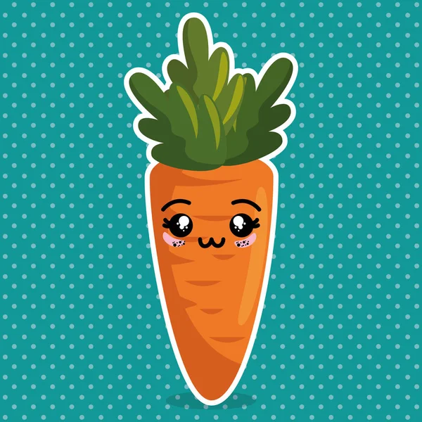 Персонаж кавайи из свежей морковки — стоковый вектор