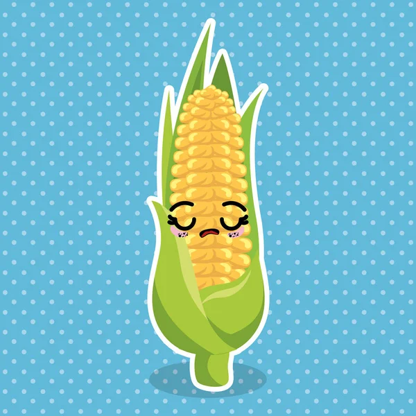 Maïs frais légume kawaii caractère — Image vectorielle