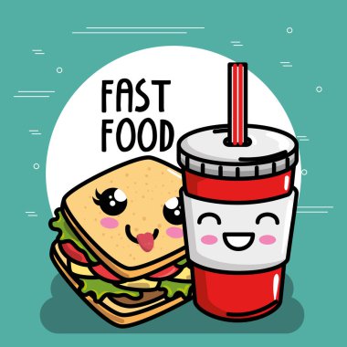 soda kawaii karakteri ile lezzetli sandwish