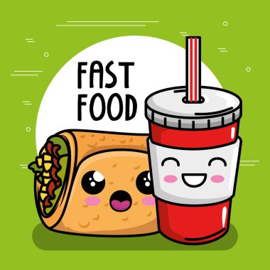 soda kawaii karakter Meksika taco