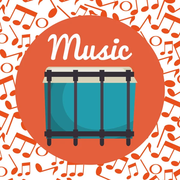 Drum instrument musical icon — Stock Vector