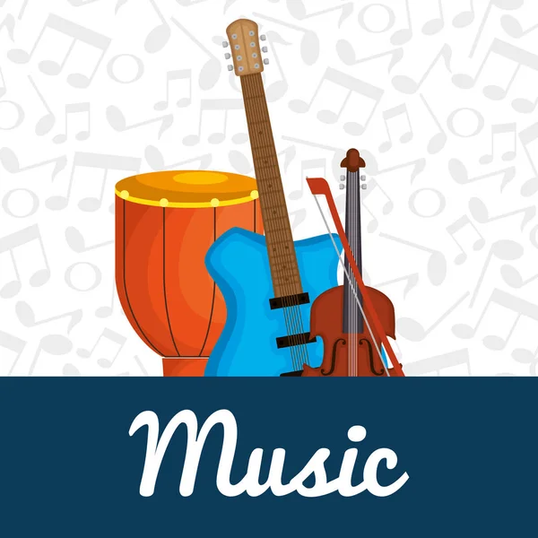Tambour bongo avec instruments — Image vectorielle
