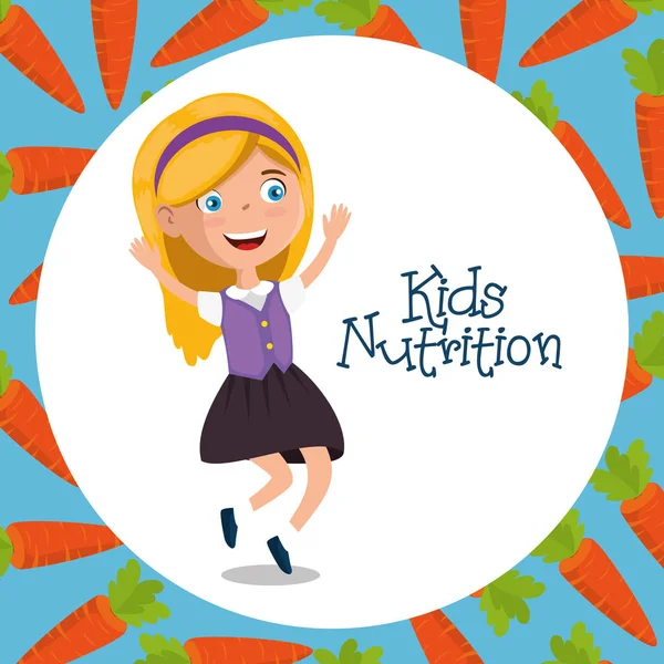 Happy girl with nutrition food — Stock Vector