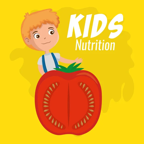 Happy boy with nutrition food — Stock Vector