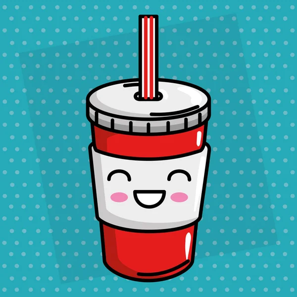 Frisdrank drinken kawaii karakter — Stockvector