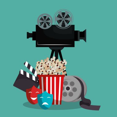 pop corn sinema enterainment vektör çizim tasarım