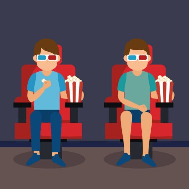 gençlerle gözlük 3d ve sinema simgeler