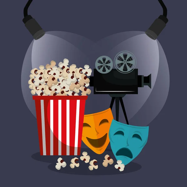 Máscaras de teatro iconos cinematográficos — Vector de stock