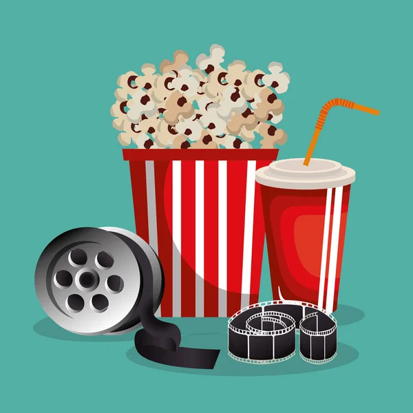 Comida de cinema com ícones de filme —  Vetores de Stock