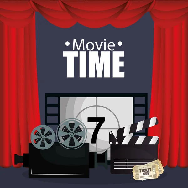 Courtain cinema met films pictogrammen — Stockvector