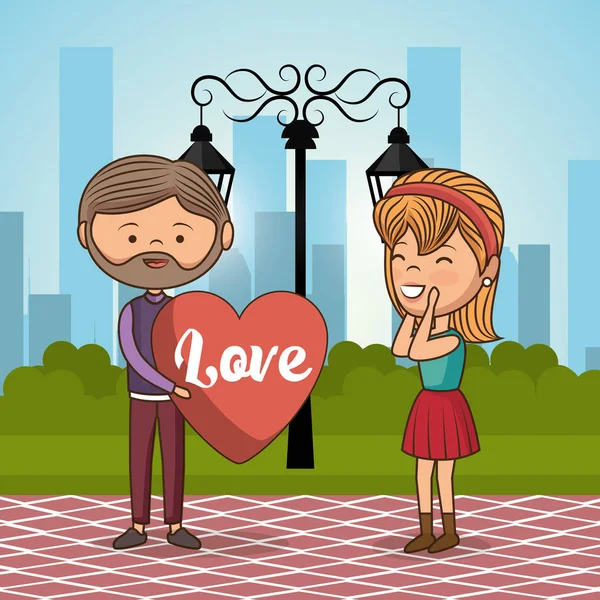 Couple in love on park — Stock Vector