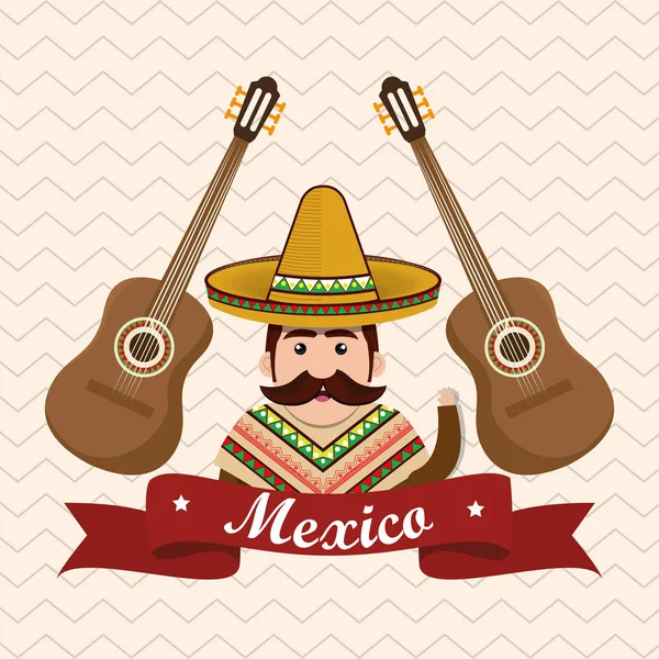 Człowiek z Meksyku znaków z ikon kultury — Wektor stockowy