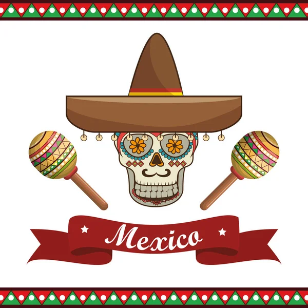 Icone mascherina teschio messicano — Vettoriale Stock