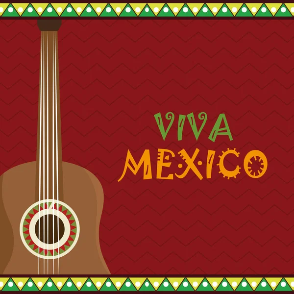 Guitare instrument viva mexico — Image vectorielle