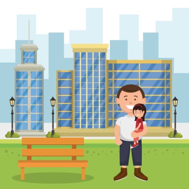 Baba ile kızı sokakta