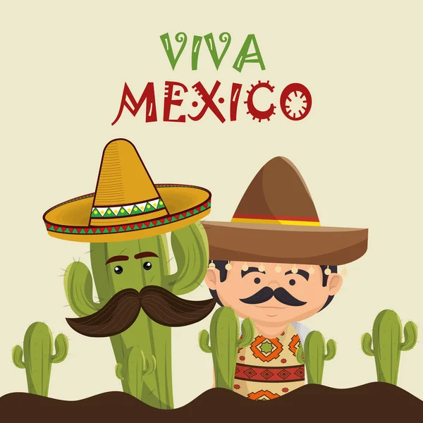 墨西哥人字符与文化图标 — 图库矢量图片