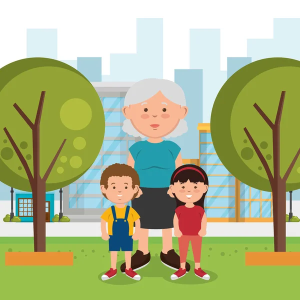 Family members on the park — Stock Vector