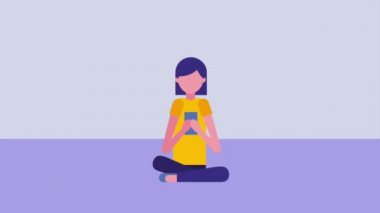 doğa manzara oturan smartphone kullanan kadın ağaçlar