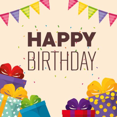 mutlu Doğum günü kartı hediye kutuları ile