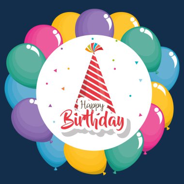 mutlu Doğum günü kartı ile parti şapkası