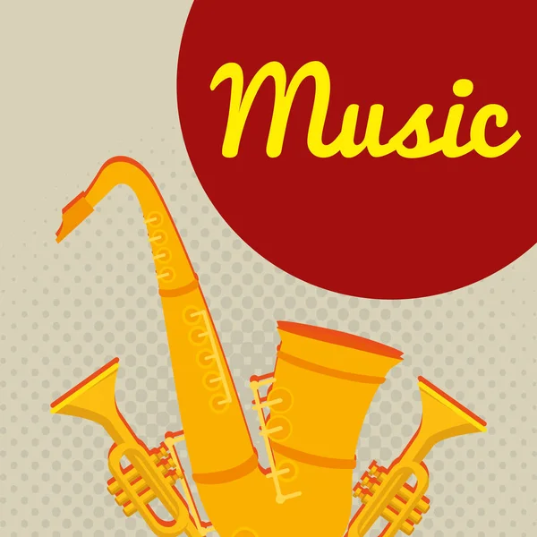 Saxophone musical instrument icon — Stock Vector