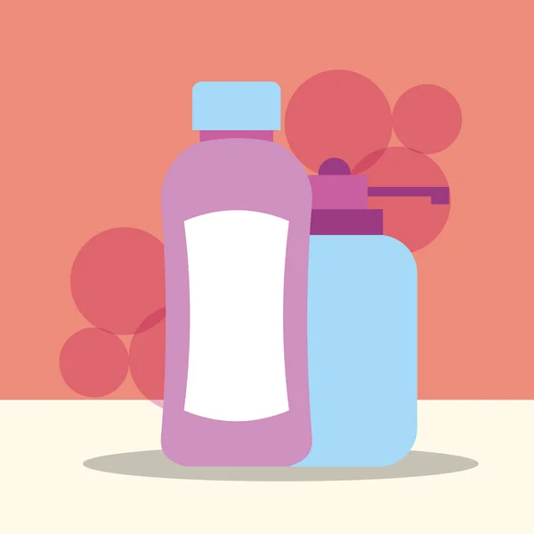 Flasche Shampoo und Spender Flüssigseife Badezimmer — Stockvektor