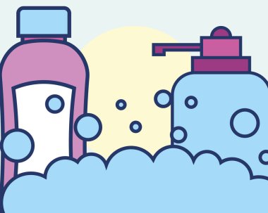 şişe sıvı sabun ve şampuan kabarcıklar köpük