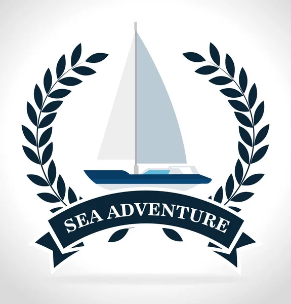 Sea adventure segeln boot label design — Stockvektor