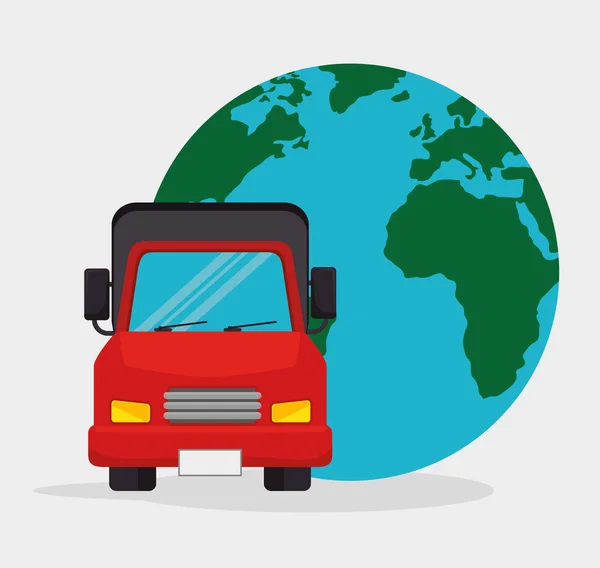 Vrachtwagen vervoer globel wereldwijd — Stockvector
