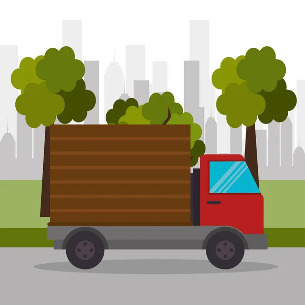 Camion consegna trasporto urbano — Vettoriale Stock