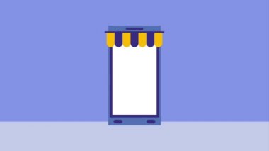Smartphone online alışveriş hediye kutuları simge vektör halat