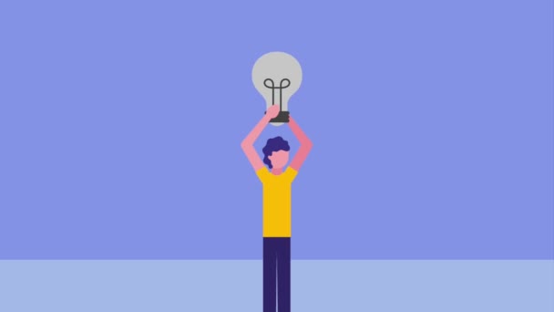 Zakenman die lamp idee innovatie — Stockvideo