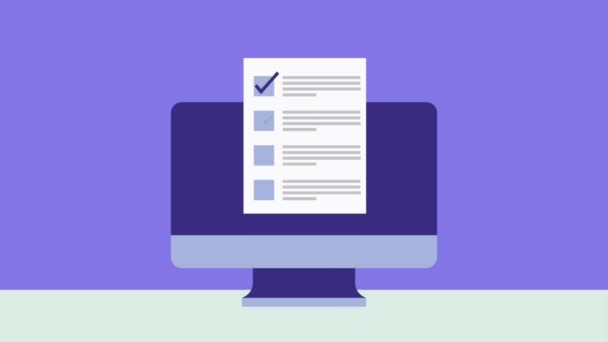 Monitor Tela Documento Negócio Marca Animação — Vídeo de Stock