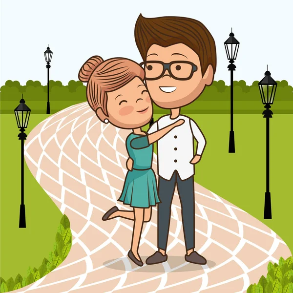 Para zakochanych na park — Wektor stockowy