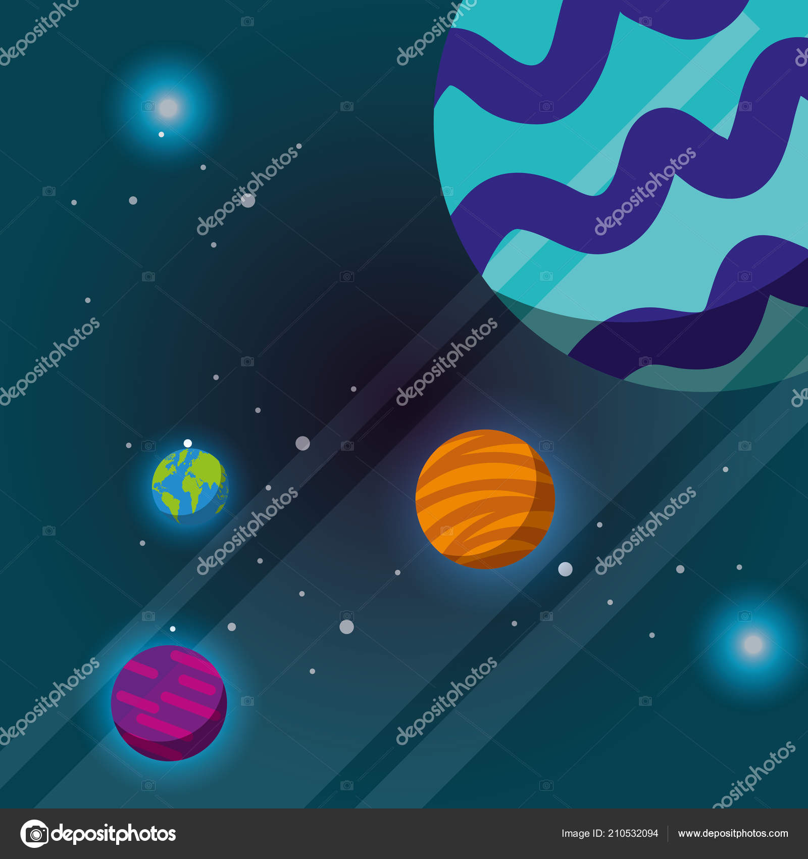 Espace Système Solaire Planètes Couleurs Lumière Vector