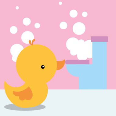 lastik ördek oyuncak ve tuvalet kabarcık banyo