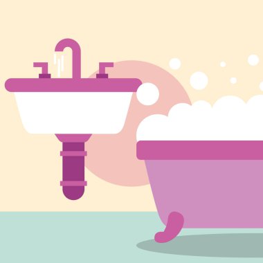 köpük baloncuk banyo lavabo ve küvet