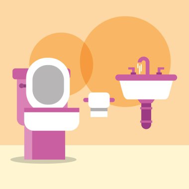 tuvalet kase lavabo ve kağıt çizgi film banyo