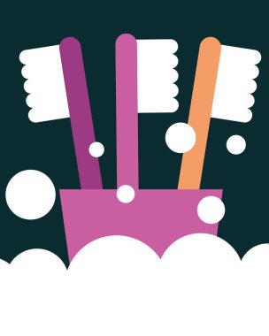 plastik bardak köpüklü banyo üzerinde diş fırçaları