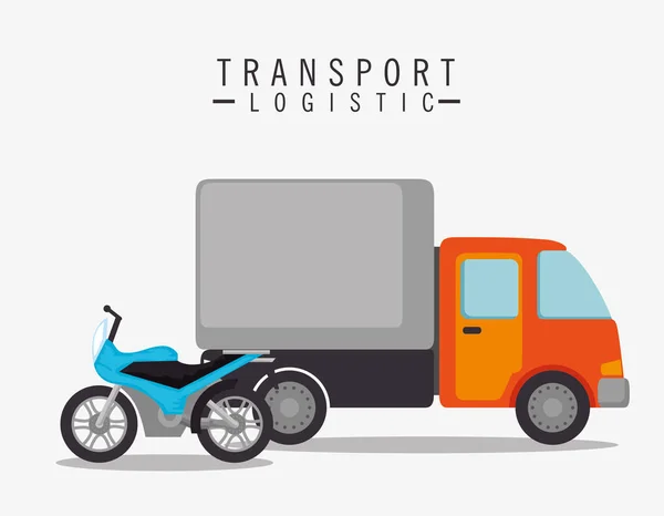 Transporte logístico caminhão e motocicleta —  Vetores de Stock