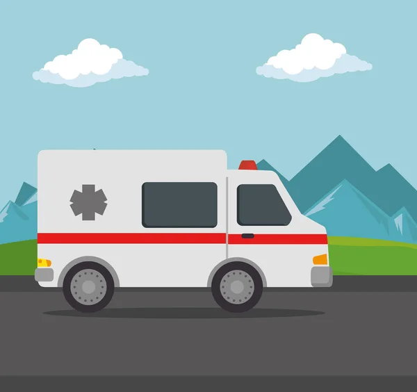 Ambulancia Vehículo Transporte Icono Vector Ilustración Diseño — Vector de stock