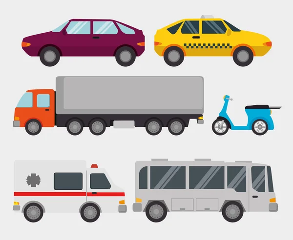 Transport logistic set vehicles — Stock Vector