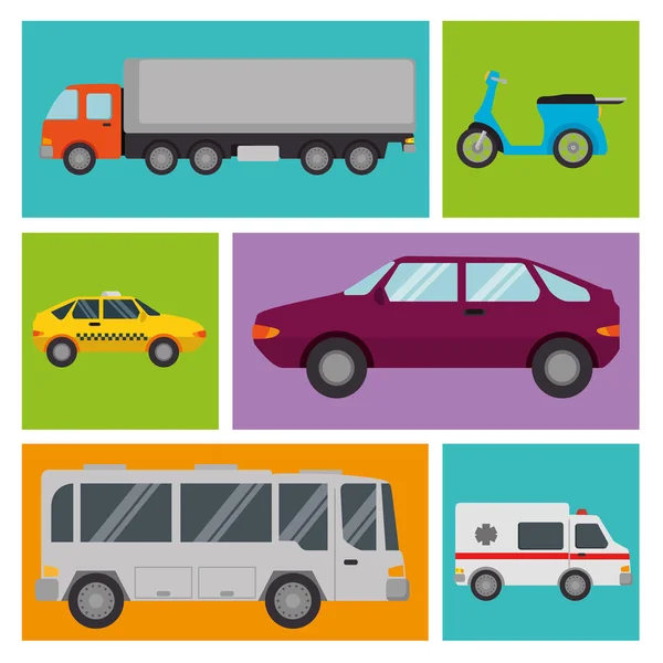 Transport logistic set vehicles — Stock Vector