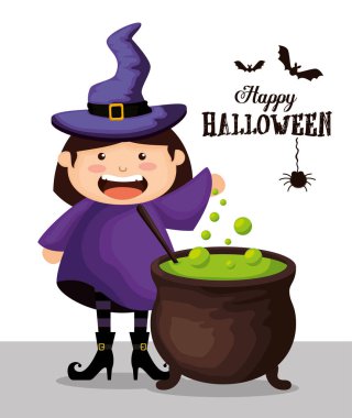 Cadılar Bayramı'nda bir cadı gibi giyinmiş kız