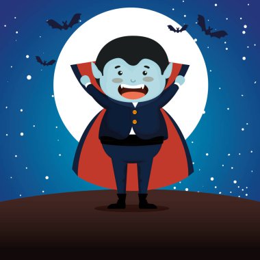 Kont Drakula gibi giyinmiş çocuk