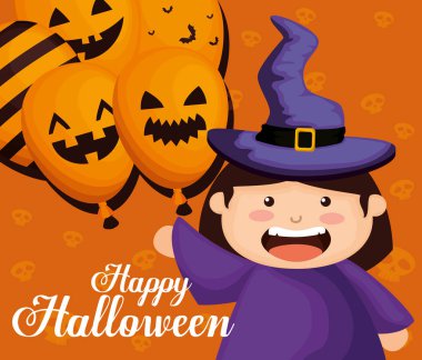 Cadılar Bayramı'nda bir cadı gibi giyinmiş kız