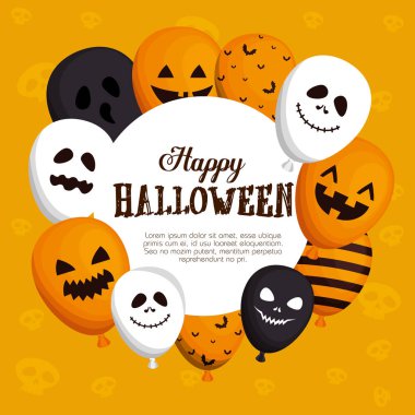 mutlu Cadılar Bayramı kartı helyum balonlar ile