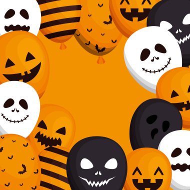 mutlu Cadılar Bayramı kartı helyum balonlar ile